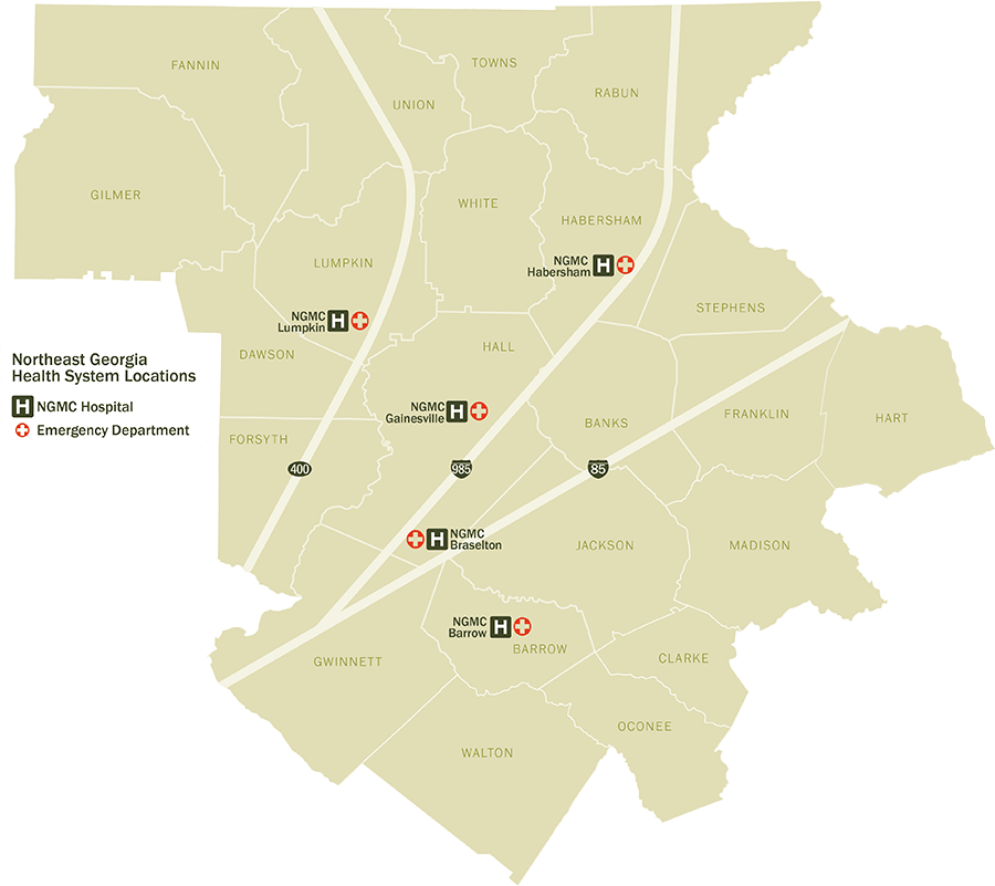 Northeast Georgia Health System Hospital and Emergency Department Location Map